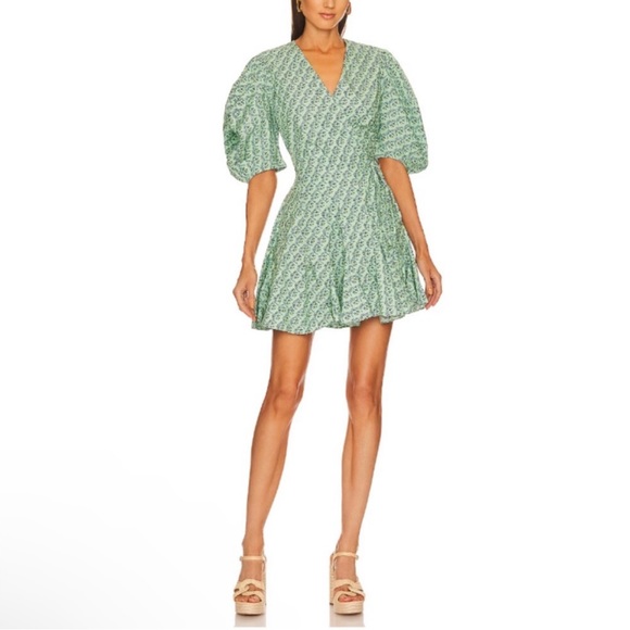 NWT RHODE Claudine wrap Dress Jawahar Garden Mint Mini - Picture 1 of 7
